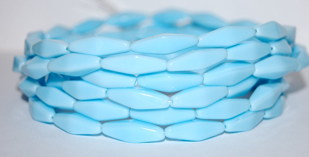 Olive Oval Pressed Glass Beads With Edges, Blue (63000), Glass, Czech Republic