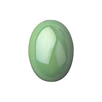 Oval Cabochons Flat Back Crystal Glass Stone, Light Green 3 Opaque With Blue Hematite (54022-Bh), Czech Republic