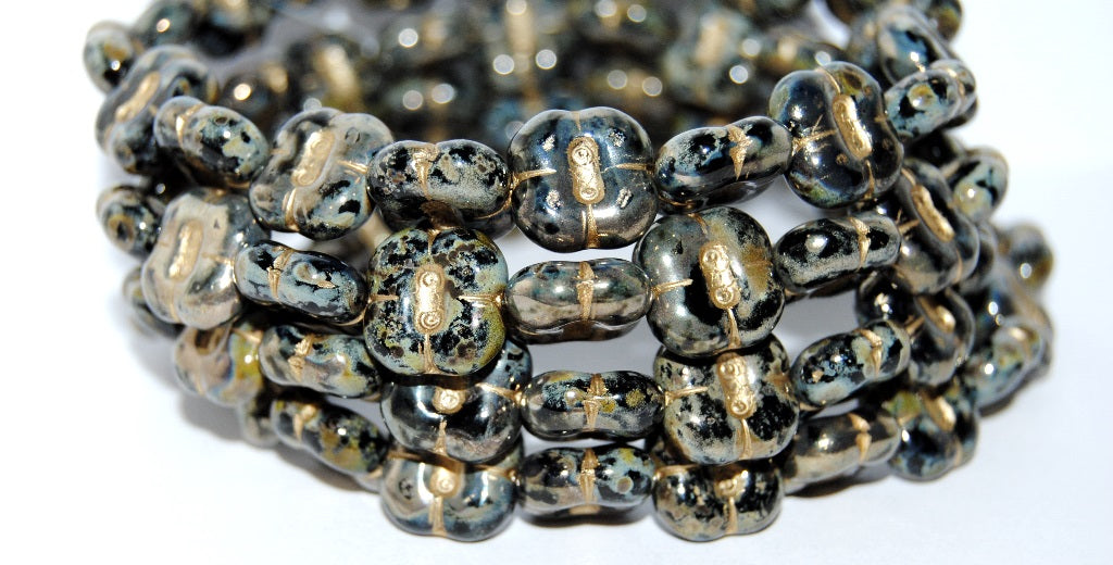 Cube Pressed Glass Beads, Black 54202 43 (23980 54202 43), Glass, Czech Republic