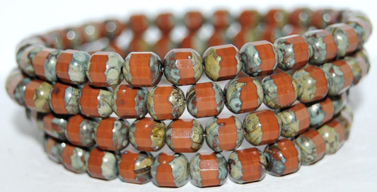 8-Cut Fire Polished Faceted Glass Beads, Opaque Brown 43400 (13610 43400), Glass, Czech Republic