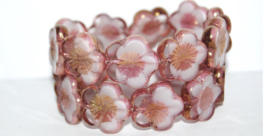 Table Cut Flower Beads Hibiscus, 21 6208 Luster Red Full Coated (21 6208 14495), Glass, Czech Republic