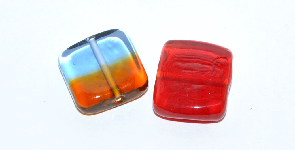 Czech Glass Hand Made Square Lampwork Beads, (Y), Glass, Czech Republic