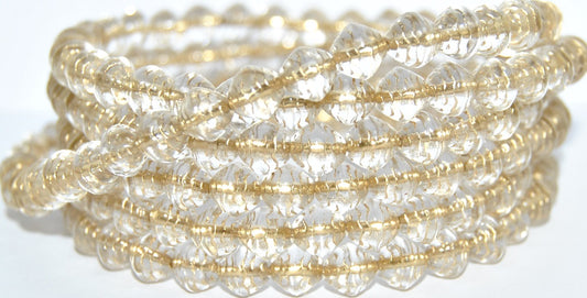 Bicone Pressed Glass Beads Wasp Nest, Crystal 54202 (30 54202), Glass, Czech Republic