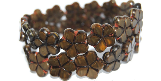 Table Cut Flower Beads, 16617 Travertin (16617 86800), Glass, Czech Republic