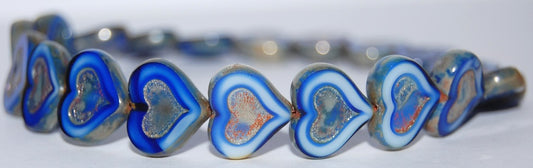 Table Cut Heart Beads With Heart, (37005 43400), Glass, Czech Republic