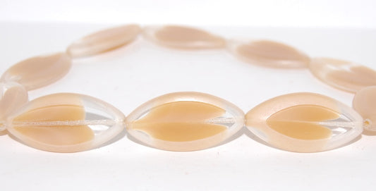 Table Cut Oval Beads, 16018 Luster Cream (16018 14401), Glass, Czech Republic