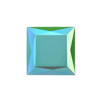 Square Faceted Pointed Back (Doublets) Crystal Glass Stone, Turquoise 5 Opaque With Ab, Polished (63120-Abp), Czech Republic