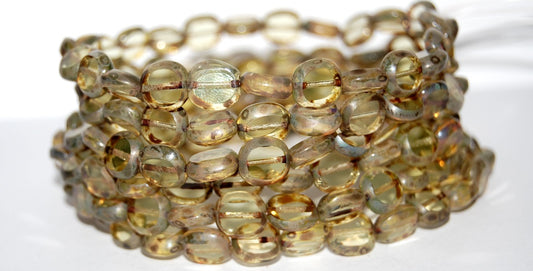 Table Cut Round Candy Beads, Transparent Yellow 43400 (80130 43400), Glass, Czech Republic