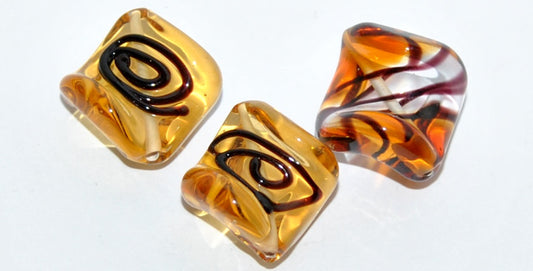 Leaf Lampwork Glass Handmade Beads, (I), Glass, Czech Republic