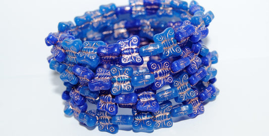 Butterfly Pressed Glass Beads, Mixed Colors Blue Opal 54200 (Mix Blue Opal 54200), Glass, Czech Republic