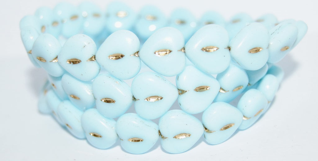 Heart Pressed Glass Beads, Blue 54202 (63000 54202), Glass, Czech Republic