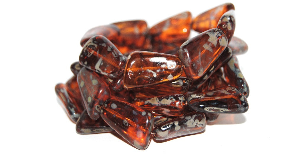 Shaped Pressed Glass Beads, Transparent Orange 43400 (10060 43400), Glass, Czech Republic