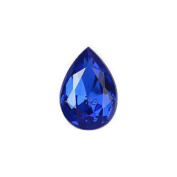 Pear Faceted Pointed Back (Doublets) Crystal Glass Stone, Blue 11 Transparent With Aluminium (30040-Al), Czech Republic