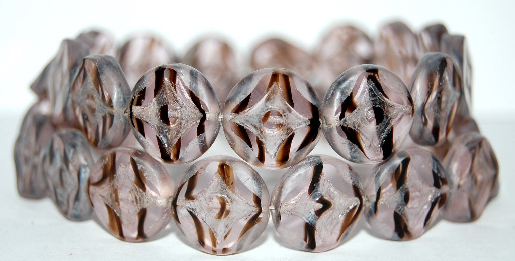 Table Cut Round Beads With Star, 78126 Luster Cream (78126 14401), Glass, Czech Republic