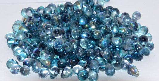 Pear Drop Pressed Glass Beads, Crystal 48103 (30 48103), Glass, Czech Republic