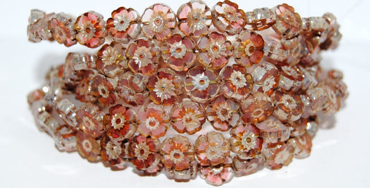 Table Cut Round Beads Hawaii Flowers, (71013000 43400), Glass, Czech Republic