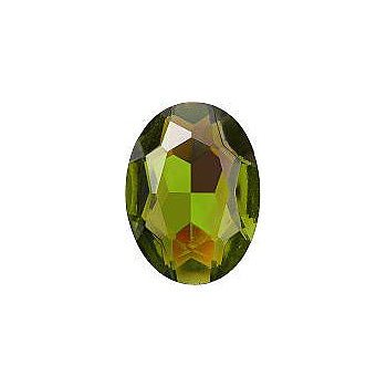 Oval Faceted Pointed Back (Doublets) Crystal Glass Stone, Green 3 Transparent With Ab (50280-Abb), Czech Republic
