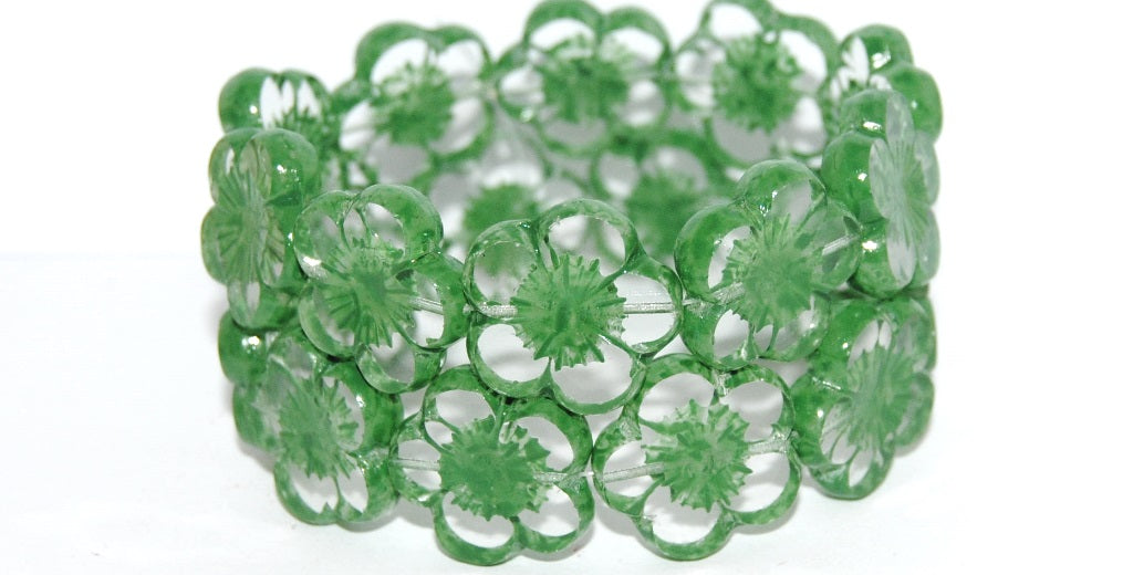 Table Cut Flower Beads Hibiscus, (21 43615 Lava Glass), Glass, Czech Republic