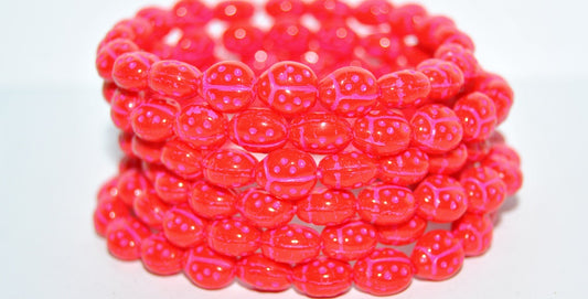 Ladybug Insect Pressed Glass Beads, Red 46470 (93190 46470), Glass, Czech Republic