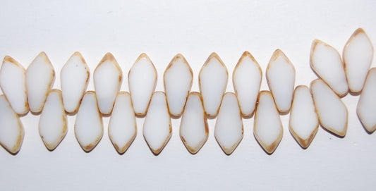 Table Cut Flower Beads, Chalk White 43400 (3000 43400), Glass, Czech Republic