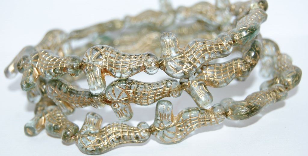 Seahorse Pressed Glass Beads, Transparent Blue 54202 (30000 54202), Glass, Czech Republic