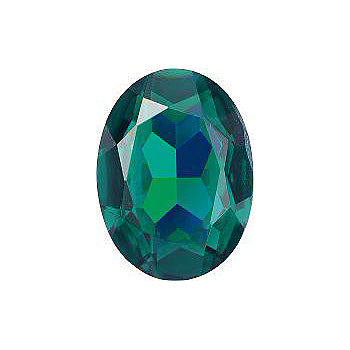 Oval Faceted Pointed Back (Doublets) Crystal Glass Stone, Green 2 Transparent With Ab (60240-Abb), Czech Republic