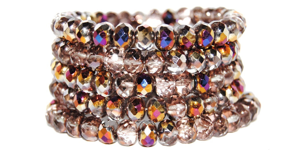 Faceted Special Cut Rondelle Fire Polished Beads, Crystal 29500 (30 29500), Glass, Czech Republic