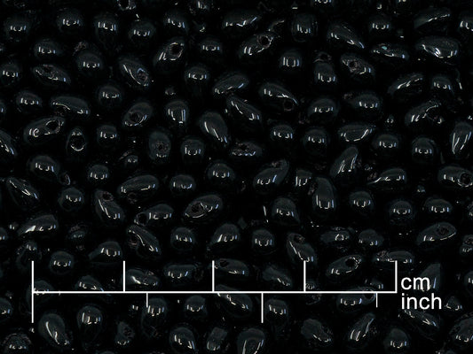 OUTLET 10 grams Drop Beads, 4 x 6 mm, Black (23980), Glass, Japan