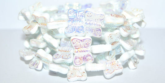 Butterfly Pressed Glass Beads, White Ab 2Xside (2010 Ab 2Xside), Glass, Czech Republic