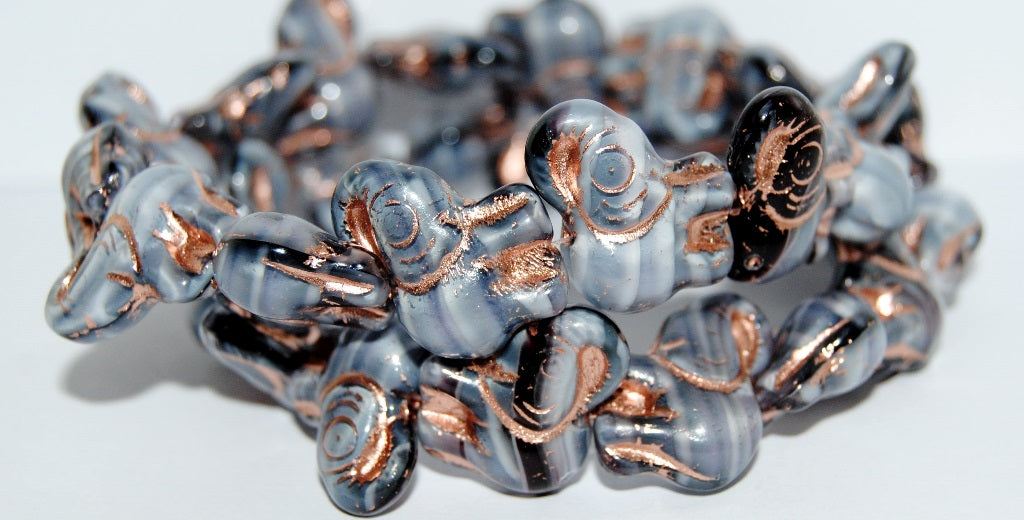 Elephant Animal Pressed Glass Beads, (26407 54200), Glass, Czech Republic