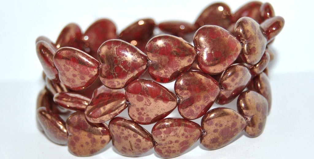 Heart Pressed Glass Beads, (97020 15415), Glass, Czech Republic