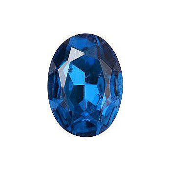 Oval Faceted Pointed Back (Doublets) Crystal Glass Stone, Blue 4 Transparent With Chrome (60040-Chr), Czech Republic