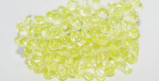 Pear Drop Pressed Glass Beads, Transparent Yellow (80130), Glass, Czech Republic