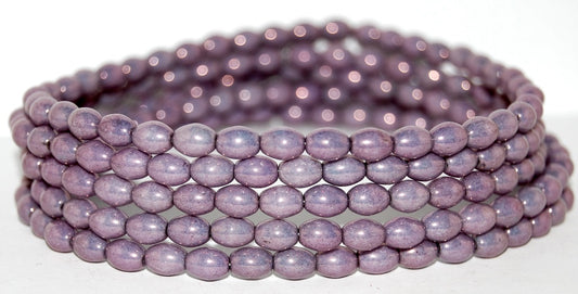 Olive Oval Pressed Glass Beads, Purple (15726), Glass, Czech Republic