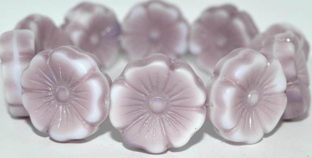 Hawaii Flower Pressed Glass Beads, 7224 Matte (7224 M), Glass, Czech Republic