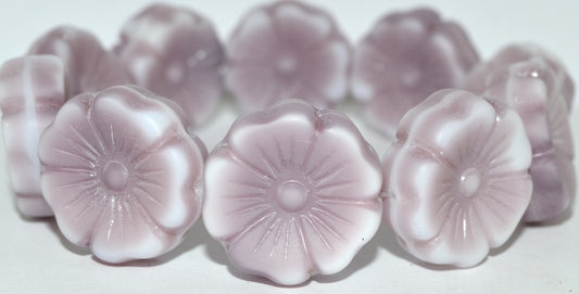 Hawaii Flower Pressed Glass Beads, 7224 Matte (7224 M), Glass, Czech Republic