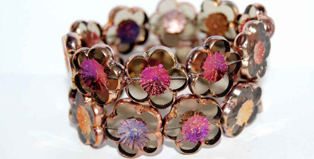 Table Cut Flower Beads Hibiscus, (21 40020B 29500 2Xside), Glass, Czech Republic