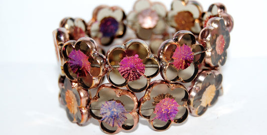 Table Cut Flower Beads Hibiscus, (21 40020B 29500 2Xside), Glass, Czech Republic