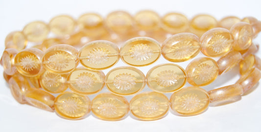Table Cut Oval Beads Kiwi, 10020 Luster Cream (10020 14401), Glass, Czech Republic