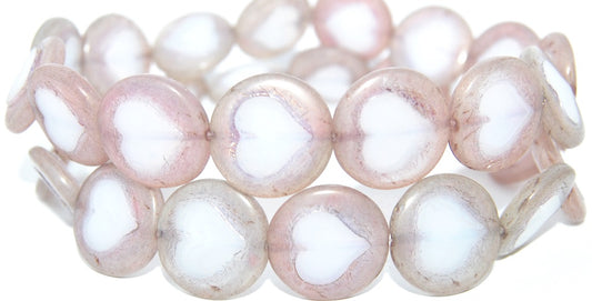 Table Cut Round Beads With Heart, 5000 Luster Lila (5000 14494), Glass, Czech Republic