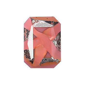Octagon Faceted Pointed Back (Doublets) Crystal Glass Stone, Pink 14 With Silver (730405), Czech Republic