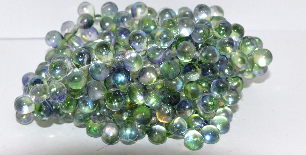 Pear Drop Pressed Glass Beads, Crystal 48106 (30 48106), Glass, Czech Republic