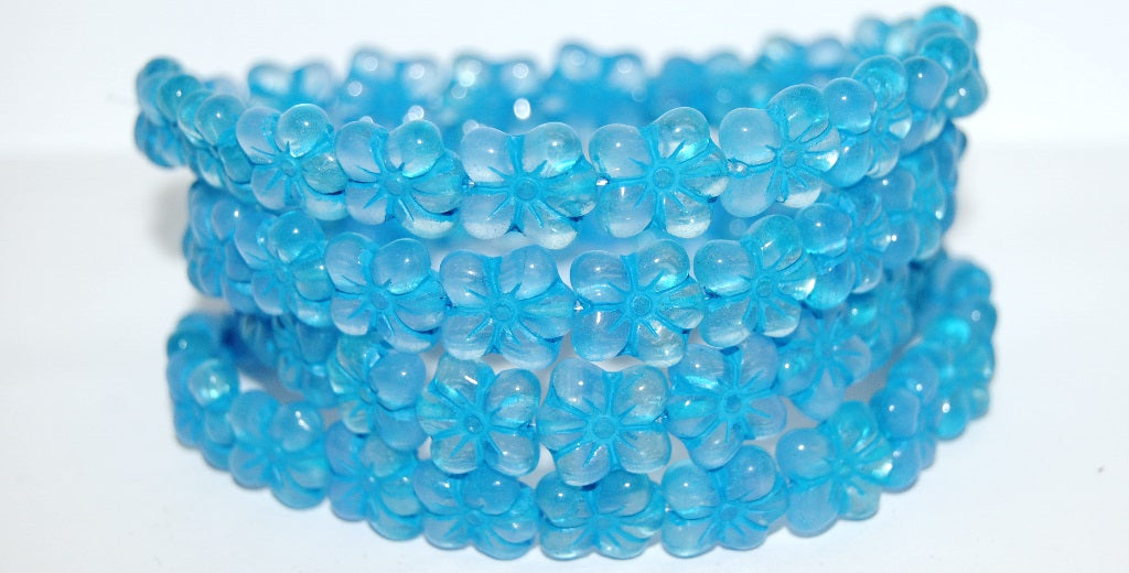 Flower Pressed Glass Beads, (30013202 46460), Glass, Czech Republic