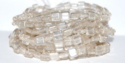 Flat Square Pressed Glass Beads, Crystal Hematite (30 14400), Glass, Czech Republic