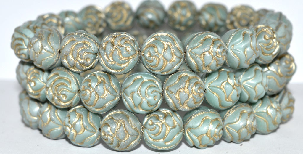 Round Rose Pressed Glass Beads, (47514 54202), Glass, Czech Republic