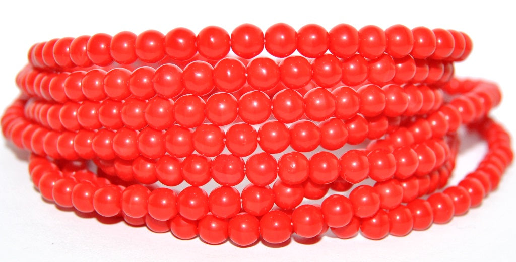 Round Pressed Glass Beads Druck, Red (93190), Glass, Czech Republic