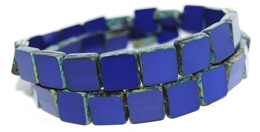 Table Cut Square Beads, 1313 Opaque Blue 66800 (1313 33070 66800), Glass, Czech Republic