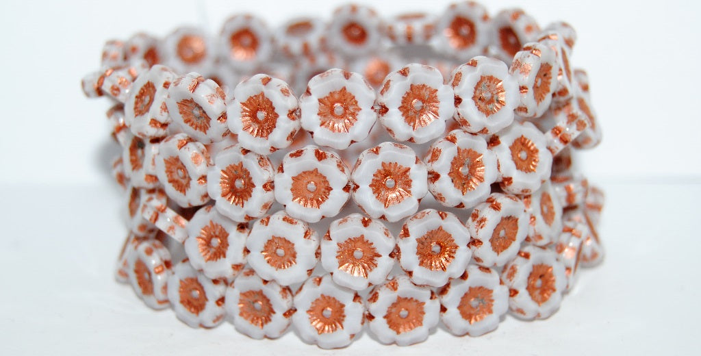 Table Cut Round Beads Hawaii Flowers, (24010 55307), Glass, Czech Republic