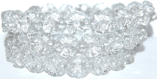 Hawaii Flower Pressed Glass Beads, Crystal 54201 (30 54201), Glass, Czech Republic