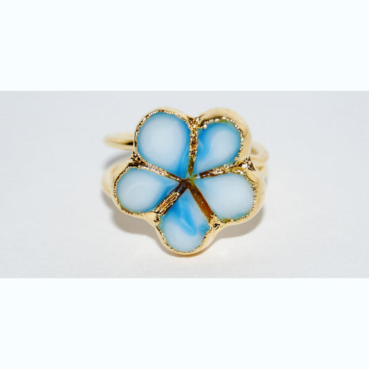 Adjustable Ring with Polished Czech Glass Bead, Flower 17 mm (G-3-I)